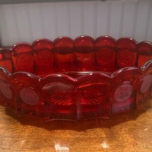 Vintage Red Glass Decorative Bowl